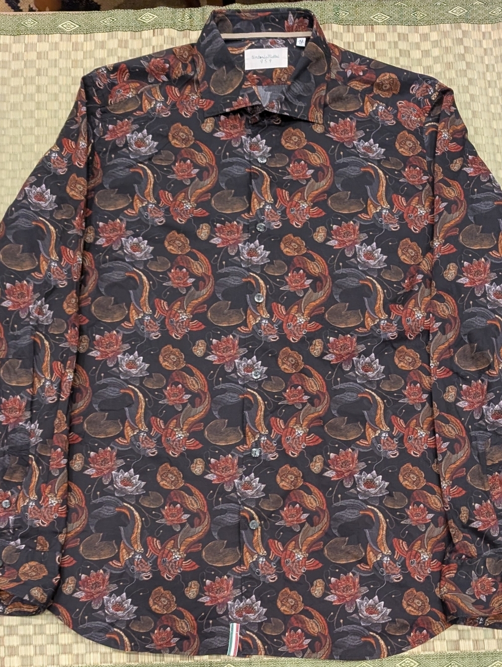 Tintoria Mattei Carp Koi Print Button Up Shirt Men's Size 43 / 17